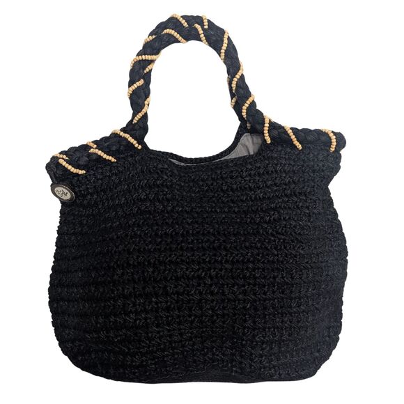 🖤 The Sak Black Crochet Large Hobo Bag Double Strap Boho Chic Shoulder Tote - Picture 1 of 8